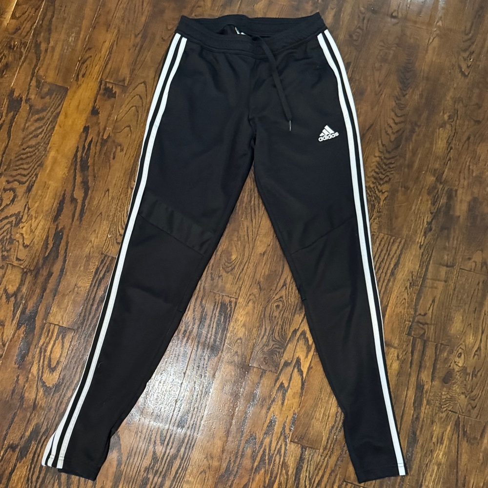Adidas Kids Black Joggers with White Stripes